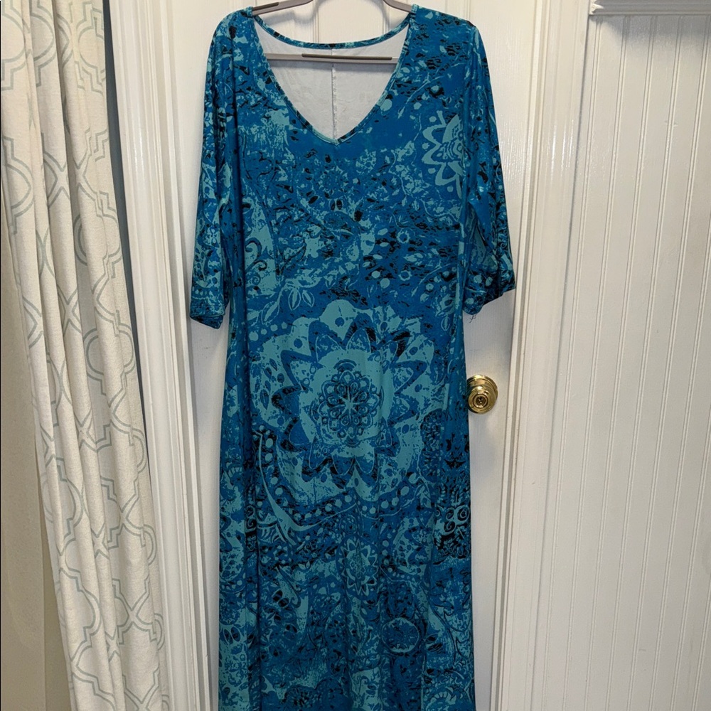 Blue Patterned Women's Dress